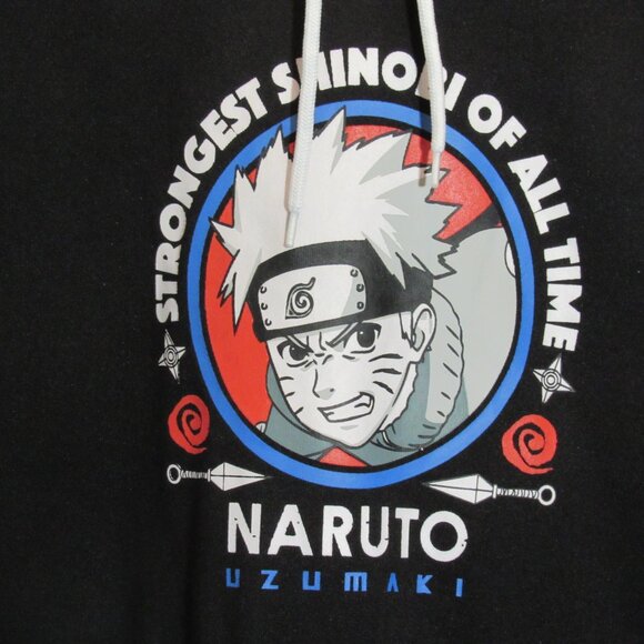 Vtg Naruto Shippuden Strongest Shinobi Black Hoodie Spell Out EUC - READ - Picture 2 of 11